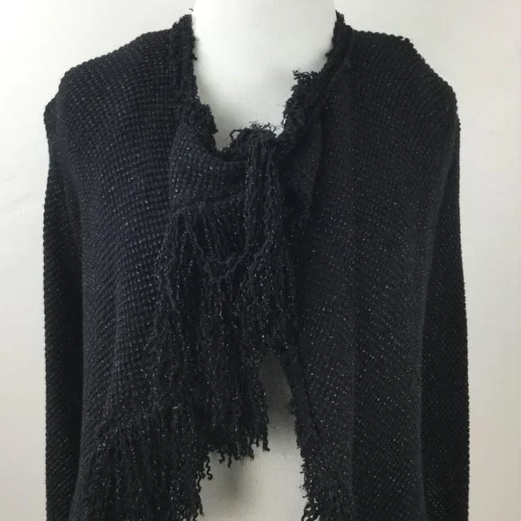 NWT Zara Studio Black Metallic Fringe Cardigan s - Picture 3 of 9